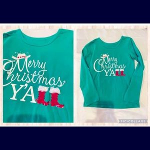 Size 7 girls Christmas shirt. Worn once ! Like new